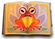 - รูปสัญลักษณ์ หนังสือเวทมนตร์รูปกบ ของเกม Wizdom Wonders